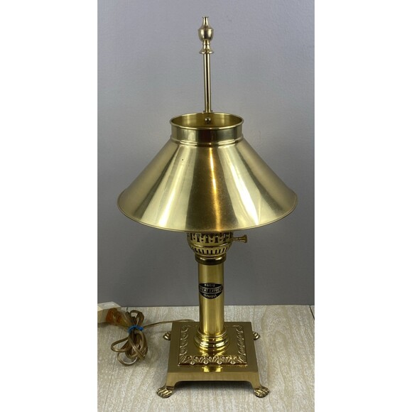 Vintage Paris Istanbul Orient Express Brass Clawfoot  Adjustable Table Lamp 20" - Picture 3 of 15